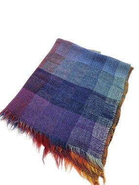 VTG Avoca Handweavers Wool Throw 53in x 35in Rainbow Plaid Blanket Ireland